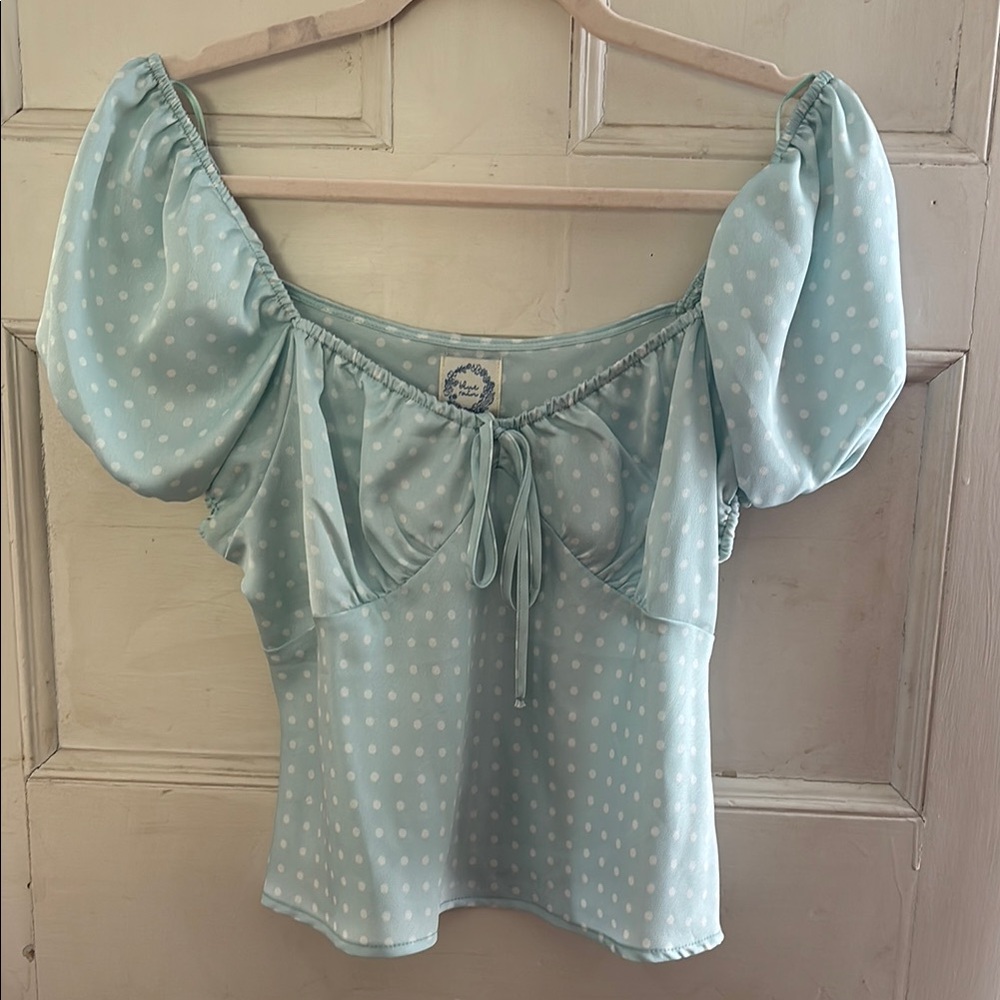 Light Blue Polka Dot Women's Top